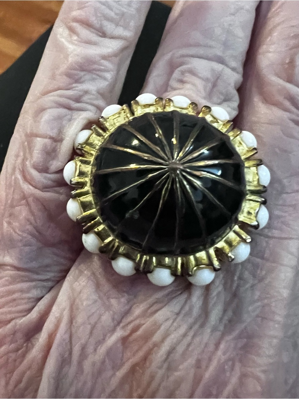Gold-Tone Blue & White Dome Statement Ring - Women Jewelry